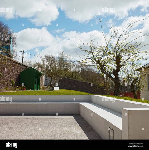 Concrete Corner Bench In Courtyard Garden. St Angela'S College Cork ... for O'Donnell Bench Craftsmanship and Enduring Appeal